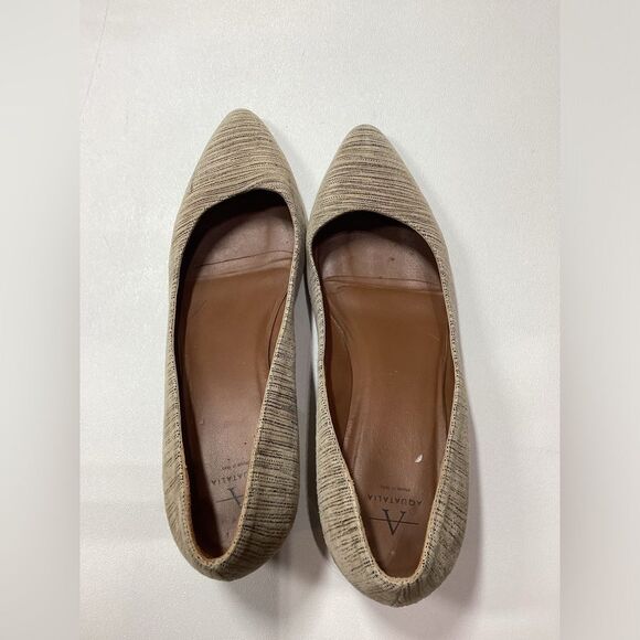 Aquatalia Phoebe Nubuck Suede Block Heel Pumps – Tan Brown Striped, Size 9.5 - Picture 5 of 15